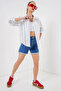 Women's Striped Oversize Shirt 20278 - White - 2