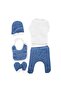 Ecru Blue Giraffe Printed 5 Piece Baby Boy Hospital Exit Set - 2