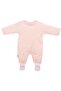 Baby Girl Salmon Plain Snap-On Jumpsuit with Self Socks - 3
