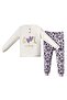Girl's Ecru Purple Cool Heart Printed 2-Piece Pajama Set - 4