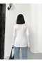 Women's 2-Piece White Finger Detailed Finger Snap Bodysuit Long Sleeve Fisherman Fingerprint Blouse - 6