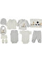 White Navy Blue and Rabbit Cross Stitch Patterned 10 Piece Hospital Discharge Set for Baby Boy
