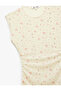 Crew Neck Sleeveless Draped Detail Tulle Floral Asymmetrical Mini Dress - 5