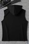 Men's Black Hooded Sleeveless Dumbell Gym Print Tshirt - 3