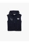 Zippered Back Printed Pocket Detailed Hooded Sleeveless Sweatshirt - 3