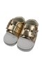 Baby Girl Metallic Yellow Gold Glitter Bow Velcro Leather Shoes - 5