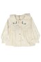 Girl's Ecru Pink Baby Collar Flower Embroidered 2-Piece Set - 6