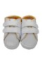 Baby Boy White Leather Shoes with Yellow Velcro on the Back and Stitched on the Front - 4