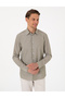 Khaki Slim Fit Striped Long Sleeve Shirt 50310777-Vr054