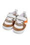Baby Boy White Brown Laced Leather Shoes with Snap Fasteners - 4