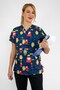 Unisex Navy Blue Rain Owls Themed Hospital Doctor Nurse Scrubs Top