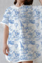 4 Layer Muslin Poncho - Blue Toile De Jouy - 3