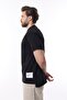 Black Crew Neck Cotton Overfit T-Shirt with Rigging Detail 7019 - 3