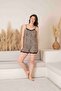 Women's Leopard Pattern Rope Strap Shorts Pegasus Fabric Summer Pajama Set - 2