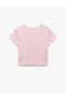 Crew Neck Short Sleeve Bow Detail Cotton Crop T-Shirt - 2