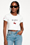 Ma Cherie White Crop Top Crew Neck Short Sleeve T-Shirt - 2