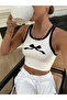 Women's Halter Neck Ribbon Printed Breathable Cotton Crop - 3