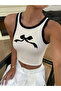 Women's Halter Neck Ribbon Printed Breathable Cotton Crop - 5