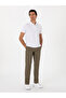 Khaki Slim Fit 100% Linen Classic Trousers 50306223-Vr027 - 3