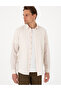 Beige Linen Blended Regular Fit Long Sleeve Shirt 50303245-Vr011 - 3