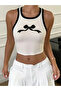 Women's Halter Neck Ribbon Printed Breathable Cotton Crop - 2