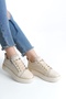 Dina Lace-Up Zippered Orthopedic Sole Women's Sneaker Sports Shoes Ckt - Cream/Gold - 2