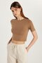 Women's Slim Fit Slim Fit Cotton Crew Neck Brown Blouse - 2