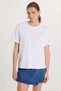 Women's Relax Fit Relaxed Cut 100% Cotton Short Sleeve Crew Neck White T-Shirt Blouse