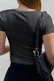 Women's Anthracite U Neck Short Sleeve Ribbed Camisole Body T-Shirt - 2
