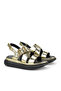 , Women's Genuine Leather Heeled Sandals 151992 Z302 Gold - 2