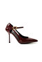 Burgundy Patent Leather Ankle Buckle Stiletto – Thin Heel, Comfortable Fit, Pointed Toe - 6