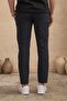 Men's Slim Fit Tie Waist Textured Navy Blue Trousers - 5