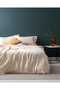Elicia Double 100% Cotton Striped Satin Bed Sheet Pieces Duvet Cover Set - Gold