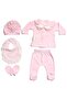 Pink Angel Patterned Lacy 5 Piece Baby Girl Hospital Exit Set - 6