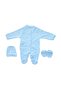 Plain Blue Beret Baby Jumpsuit with Gloves