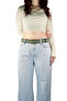 100% Genuine Leather, 4 cm Suede Light Green Women's Belt with Gold Buckle; Jeans, Sports Belt=Suede.76.Light.Green - 2