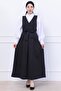 Belted Pleated Knitted Gilet Dress Black Hm2736 - 4