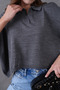 Women's Anthracite Polo Neck Half Sleeve Oversize Summer Crop Knitwear Blouse 002 - 2