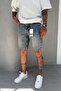 Blue Denim Fabric Washed Men's Jean Jeans Shorts Mz591