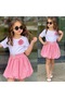 Girl's Floral Detail T-Shirt and Balloon Skirt Set for Holidays |   3-10 Years Old - 6