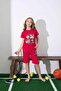 Girl's Mini Patterned Red Shorts Pajama Set