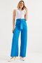 Belted High Waist Flared Trousers Blue - 3