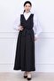 Belted Pleated Knitted Gilet Dress Black Hm2736 - 3