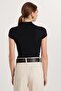 Women's Modal Fabric Slim Fit Slim Fit Stand Collar Black Blouse - 5
