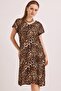 V-Neck Comfortable Fit Woven Viscose Dress Leopard - 5