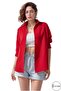 Women's Red Oversize Long Basic Off-Shoulder Cotton Blended Shirt S-M-L-Xl - 3