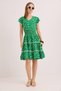 V-Neck Waist Gimped Lace Detailed Woven Dress Green - 4