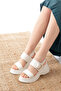 Nicole Buckle Detailed High-Sole Women's White Sandals - 2