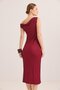 Bubble Knitted Fabric One Shoulder Off Dress Burgundy - 2
