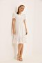 V-Neck Watermelon Sleeves Full Laced Lined Dress Ecru - 5